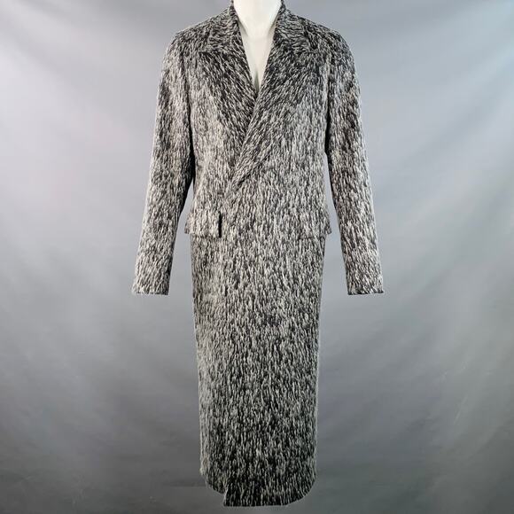 PAUL SMITH Size M Grey White Textured Wool Blend Peak Lapel Coat - Picture 1 of 9